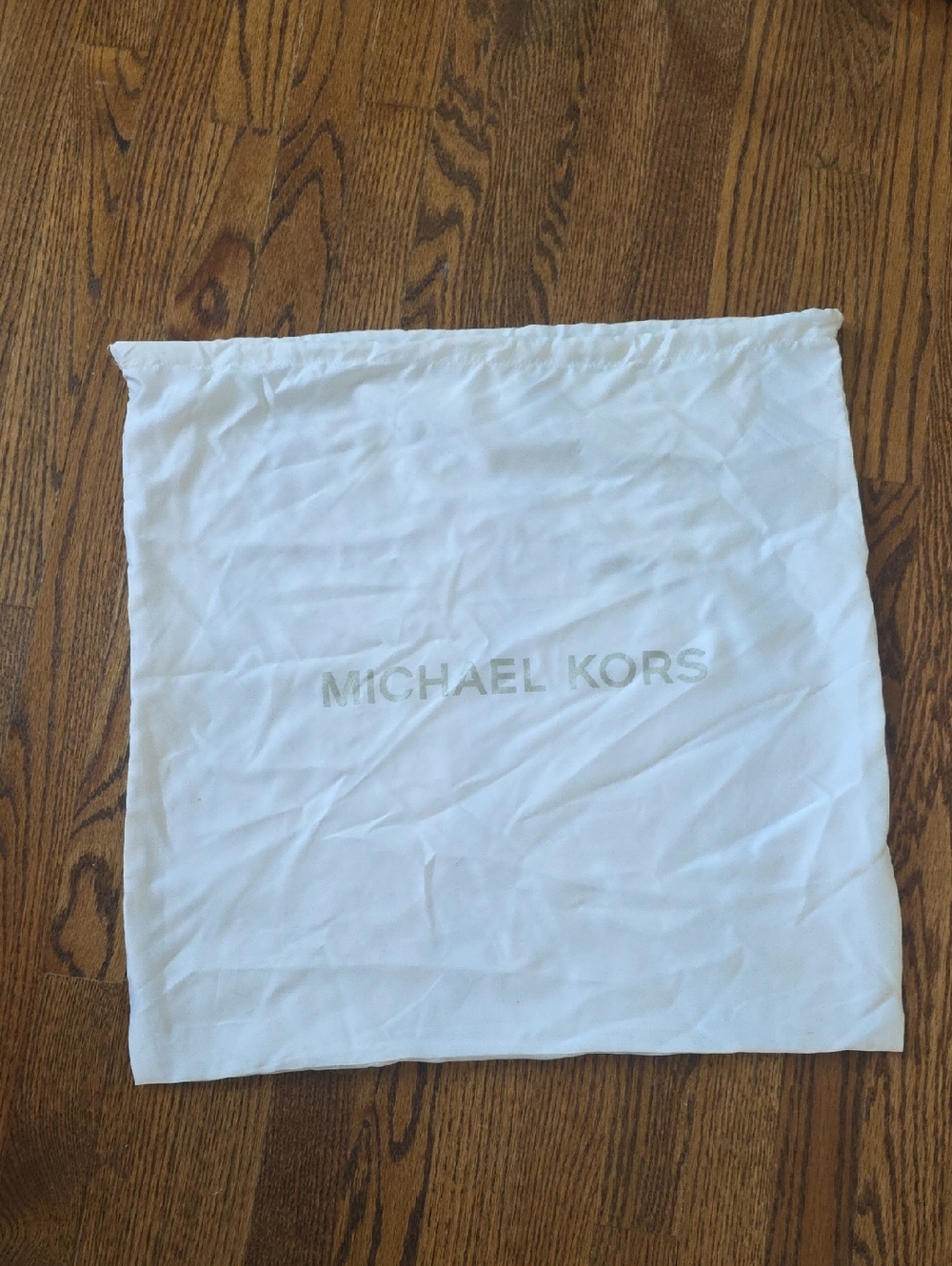 Michael Kors White & Silver Logo Drawstring Bag